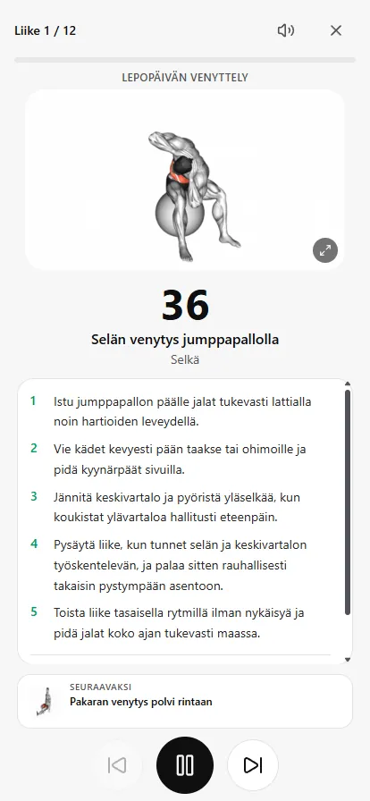 Ohjatun liikkuvuusrutiinin soitin