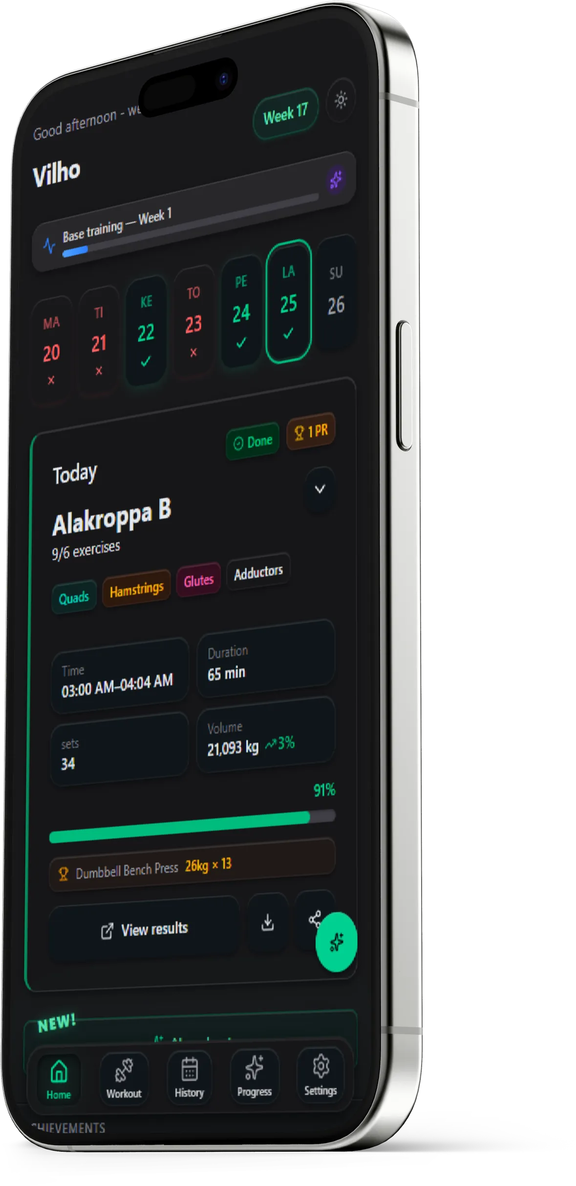 SisuLift dashboard view, Aitofit alternative for Finnish users